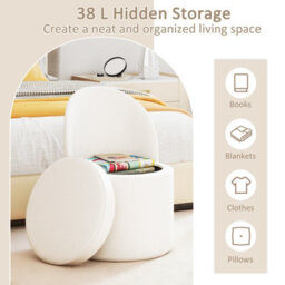 Costway 38 L Storage Ottoman With Backrest Faux Velvet Vanity Stool With Sponge Padded Seat - thumbnail 7