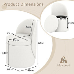 Costway 38 L Storage Ottoman With Backrest Faux Velvet Vanity Stool With Sponge Padded Seat - thumbnail 2