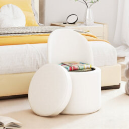 Costway 38 L Storage Ottoman With Backrest Faux Velvet Vanity Stool With Sponge Padded Seat - thumbnail 3