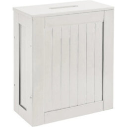 White Slim Bathroom Storage Cabinet Toilet Roll Holder Unit Cleaning Supply Organizer - thumbnail 1