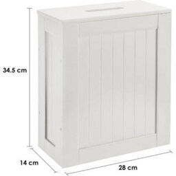 White Slim Bathroom Storage Cabinet Toilet Roll Holder Unit Cleaning Supply Organizer - thumbnail 2