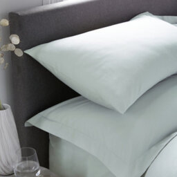 Serene Plain Dyed Soft Touch Pair Of Green Housewife Pillowcases - thumbnail 1