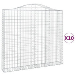 Berkfield Arched Gabion Baskets 10 Pcs 200X30X180/200 Cm Galvanised Iron - thumbnail 2