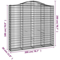 Berkfield Arched Gabion Baskets 10 Pcs 200X30X180/200 Cm Galvanised Iron - thumbnail 6