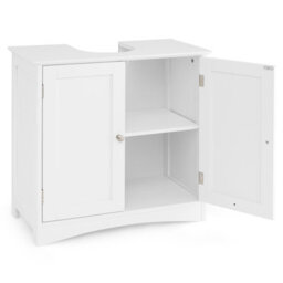 Gainoom Under Sink White Cabinet Freestanding Bathroom Vanity Cabinet W/ 2 Doors - thumbnail 9