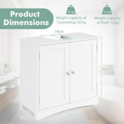 Gainoom Under Sink White Cabinet Freestanding Bathroom Vanity Cabinet W/ 2 Doors - thumbnail 2