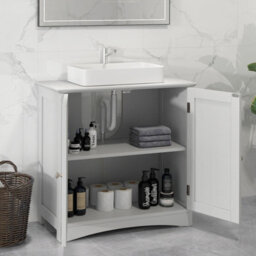 Gainoom Under Sink White Cabinet Freestanding Bathroom Vanity Cabinet W/ 2 Doors - thumbnail 4