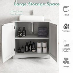 Gainoom Under Sink White Cabinet Freestanding Bathroom Vanity Cabinet W/ 2 Doors - thumbnail 5