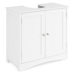 Gainoom Under Sink White Cabinet Freestanding Bathroom Vanity Cabinet W/ 2 Doors - thumbnail 1