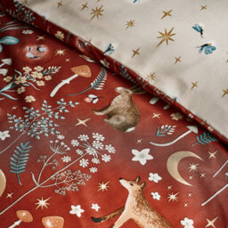 Catherine Lansfield Enchanted Twilight Animals Reversible Single Duvet Cover Set With Pillowcase Burnt Orange - thumbnail 4