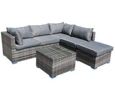 Furniture One Rattan Effect Grey Rattan 5 Seat Corner Sofa Set No Assembly & Aluminium Frame - image 1