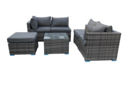 Furniture One Rattan Effect Grey Rattan 5 Seat Corner Sofa Set No Assembly & Aluminium Frame - thumbnail 3