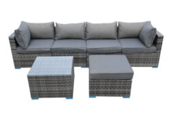 Furniture One Rattan Effect Grey Rattan 5 Seat Corner Sofa Set No Assembly & Aluminium Frame - thumbnail 2