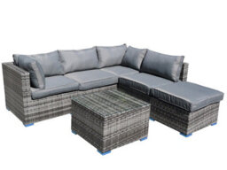 Furniture One Rattan Effect Grey Rattan 5 Seat Corner Sofa Set No Assembly & Aluminium Frame - thumbnail 1