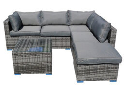 Furniture One Rattan Effect Grey Rattan 5 Seat Corner Sofa Set No Assembly & Aluminium Frame - thumbnail 4