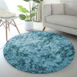 Ameha Round Shaggy Rug Non Slip Soft Fluffy Area Rug Living Room Bedroom Carpets 120X120 Cm Tye Dye Teal - thumbnail 2