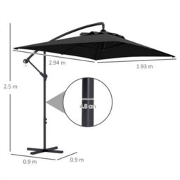 3M Light Grey- Garden Parasol Outdoor Hanging - thumbnail 2