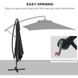 3M Light Grey- Garden Parasol Outdoor Hanging - thumbnail 5