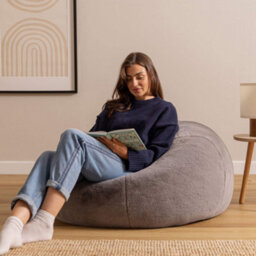 Icon Cuddle Cushion And Kingston Rabbit Faux Fur Classic Bean Bag, Light Grey - thumbnail 2