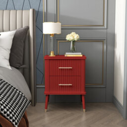Cabinet Bits Cozzano 2 Drawer Red Bedside Table - thumbnail 1