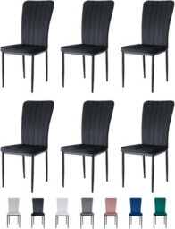 MCC Direct Set Of 6 High Back Dining Chairs Velvet Fabric Kitchen Dining Seating Black - Elle By Mcc