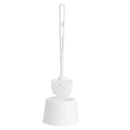 Pluto Packaging 2 X White Plastic Toilet Brush Set With Holder & Handle For Bathrooms & Washrooms - thumbnail 2