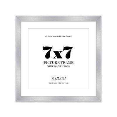 "7X7"" Silver Picture Frame - 7X7"" Square Frame With 6X6"" Mount For 7X7""/6X6"" Pictures Art Deco Style Photo Display, 1 Pack" - image 1