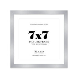 "7X7"" Silver Picture Frame - 7X7"" Square Frame With 6X6"" Mount For 7X7""/6X6"" Pictures Art Deco Style Photo Display, 1 Pack" - thumbnail 1