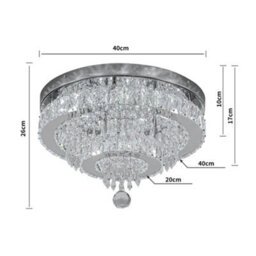 Darphe 40Cm Crystal Round Led Ceiling Light, 36W Cool White Dazzling Fixture - thumbnail 9