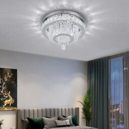 Darphe 40Cm Crystal Round Led Ceiling Light, 36W Cool White Dazzling Fixture - thumbnail 1