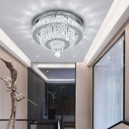 Darphe 40Cm Crystal Round Led Ceiling Light, 36W Cool White Dazzling Fixture - thumbnail 2