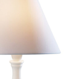 Britalia Brreg422 Matt White Wooden Vintage Rustic Candlestick Table Lamp With Cotton Fabric Tapered Shade 44Cm - thumbnail 4