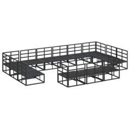 Berkfield Garden Sofa Set With Cushion 13 Pcs Black Aluminium - thumbnail 7