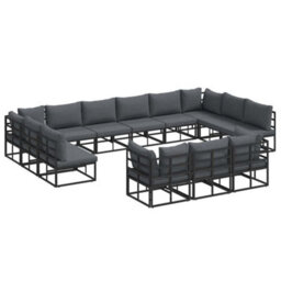 Berkfield Garden Sofa Set With Cushion 13 Pcs Black Aluminium - thumbnail 2
