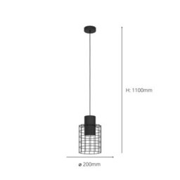 Eglo Milligan Black Metal Pendant Light - Vintage-Industrial Design (D) 20Cm - thumbnail 5
