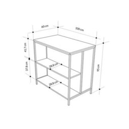 Decortie Modern Detroit Bar Table Oak, Silky Grey Black Dining Room Table W/metal Legs, Open Shelf Kitchen Organiser 100(W)60(D)Cm - thumbnail 3