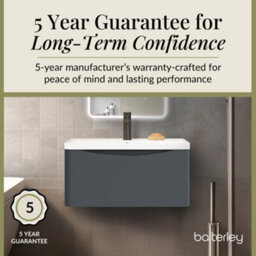 Balterley Dunwood Wall Hung 1 Drawer Bathroom Vanity Unit & Polymarble Basin, Dark Grey, 755mm - thumbnail 4