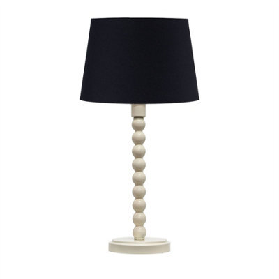 First Choice Lighting Bobbin - Ivory Lamp With Black Cotton Shade - image 1