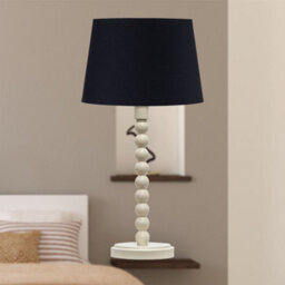 First Choice Lighting Bobbin - Ivory Lamp With Black Cotton Shade - thumbnail 6