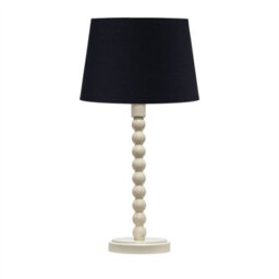 First Choice Lighting Bobbin - Ivory Lamp With Black Cotton Shade - thumbnail 1