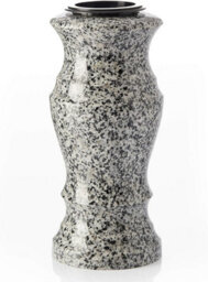 Novecrafto Granite Memorial Vase For Flowers - 30Cm Tall, Solid Grey Stone Round Vase With Insert Grid For Cemetery, Grave Or Garden Use