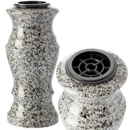 Novecrafto Granite Memorial Vase For Flowers - 30Cm Tall, Solid Grey Stone Round Vase With Insert Grid For Cemetery, Grave Or Garden Use - thumbnail 8