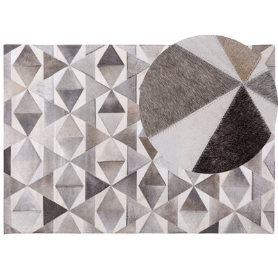 Beliani Rug Alaka Grey 160 X 230 Cm Leather - image 1