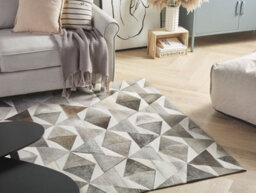 Beliani Rug Alaka Grey 160 X 230 Cm Leather - thumbnail 2