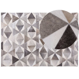 Beliani Rug Alaka Grey 160 X 230 Cm Leather