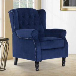 SquareBoxx Windsor Luxury Pushback Recliner Armchair  Blue