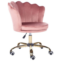 Beliani Desk Chair Monticello Velvet Pink