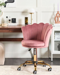 Beliani Desk Chair Monticello Velvet Pink - thumbnail 2