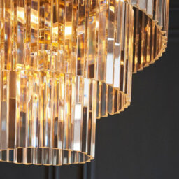 Luminosa Lighting Luminosa Conaston Pendant Ceiling Light Brushed Aged Brass Plate & Clear Cut Glass 7X E14 - thumbnail 5