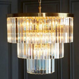 Luminosa Lighting Luminosa Conaston Pendant Ceiling Light Brushed Aged Brass Plate & Clear Cut Glass 7X E14 - thumbnail 4